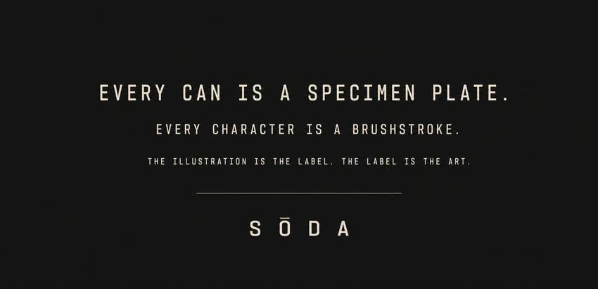 SŌDA typography and brand language on black.